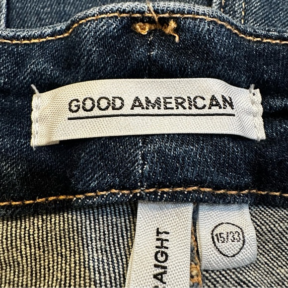 Good American Women's Good Petite Straight Mid Rise Jeans Size 15 / 33 Blue - Picture 10 of 15
